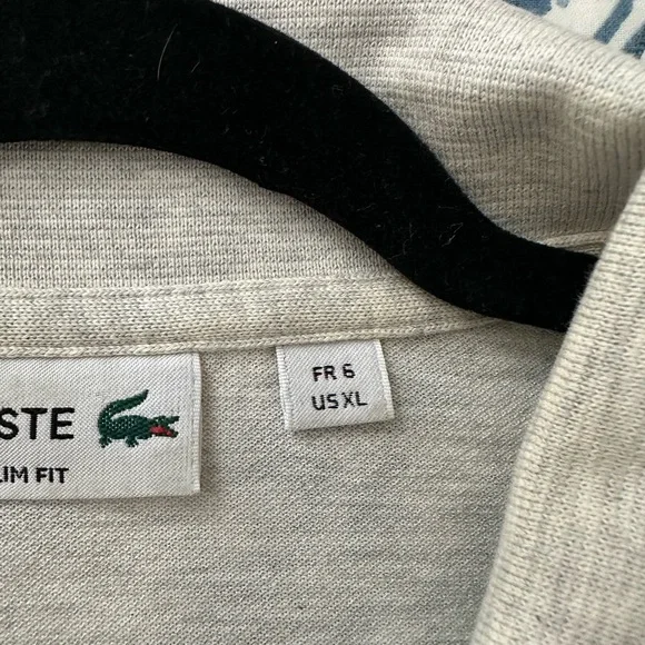 Lacoste Men's Light Gray Polo Shirt with Navy Accents - Picture 7 of 11
